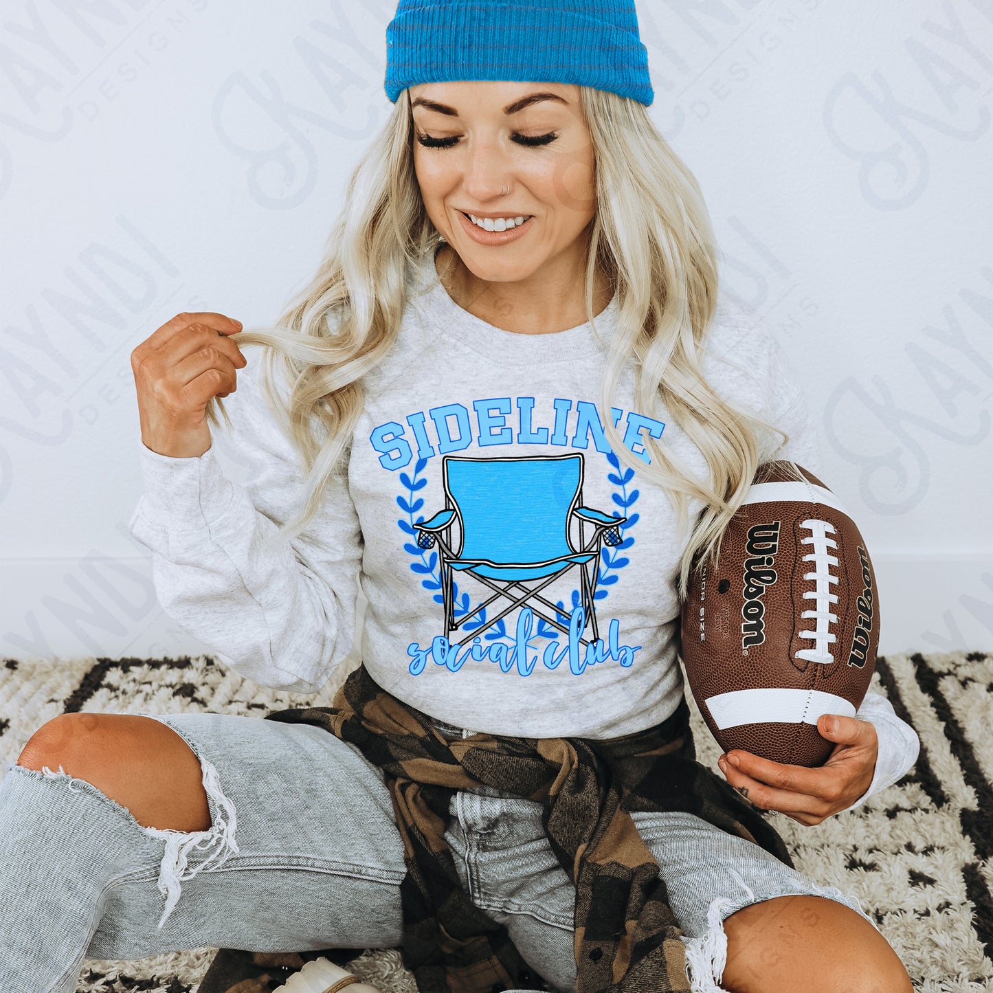 Sideline Social Club Blue Sublimation Design PNG Digital Download Printable School Spirit