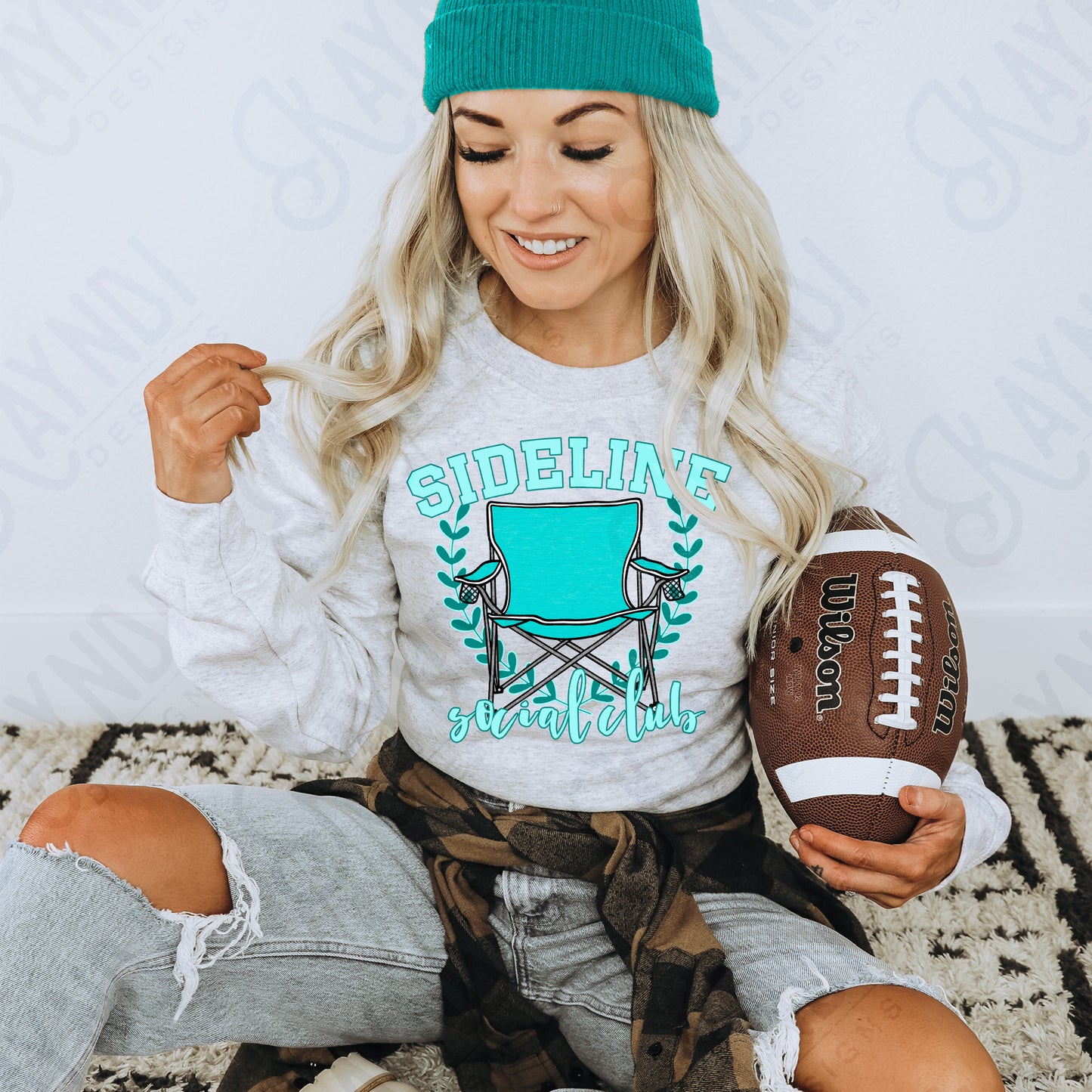 Sideline Social Club Teal Sublimation Design PNG Digital Download Printable School Spirit