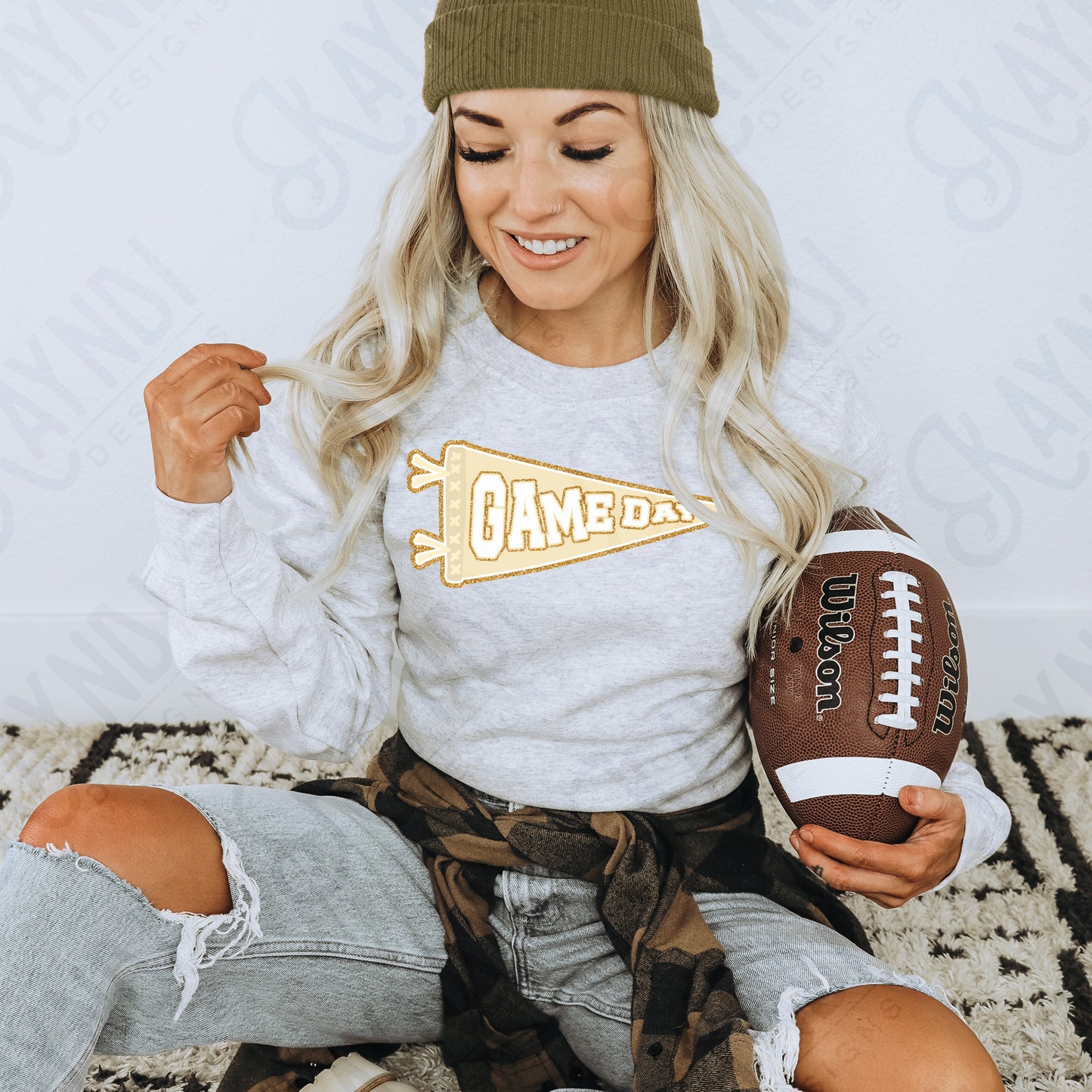 Game Day Pendant Gold 8 Cream Sublimation Design PNG Digital Download Printable School Spirit