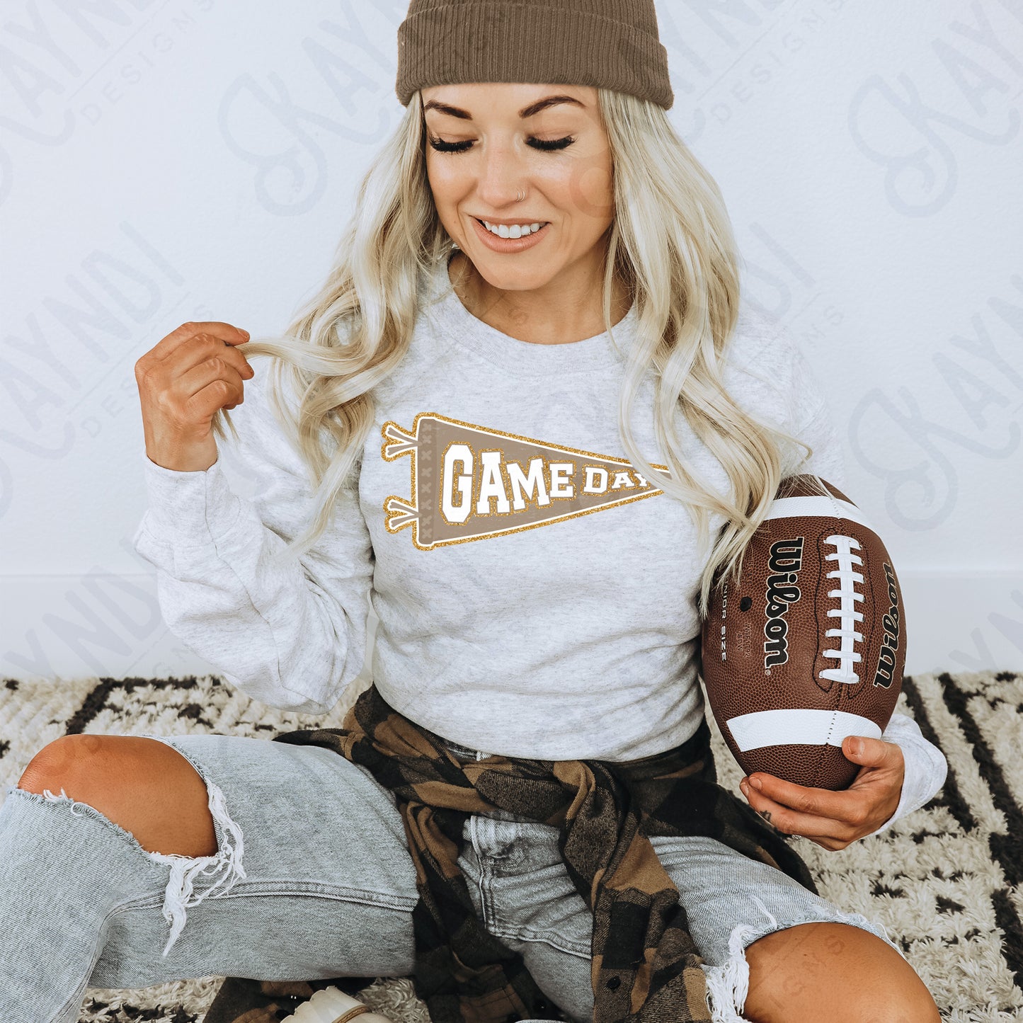 Game Day Pendant Gold 7 Tan Burnt Sublimation Design PNG Digital Download Printable School Spirit