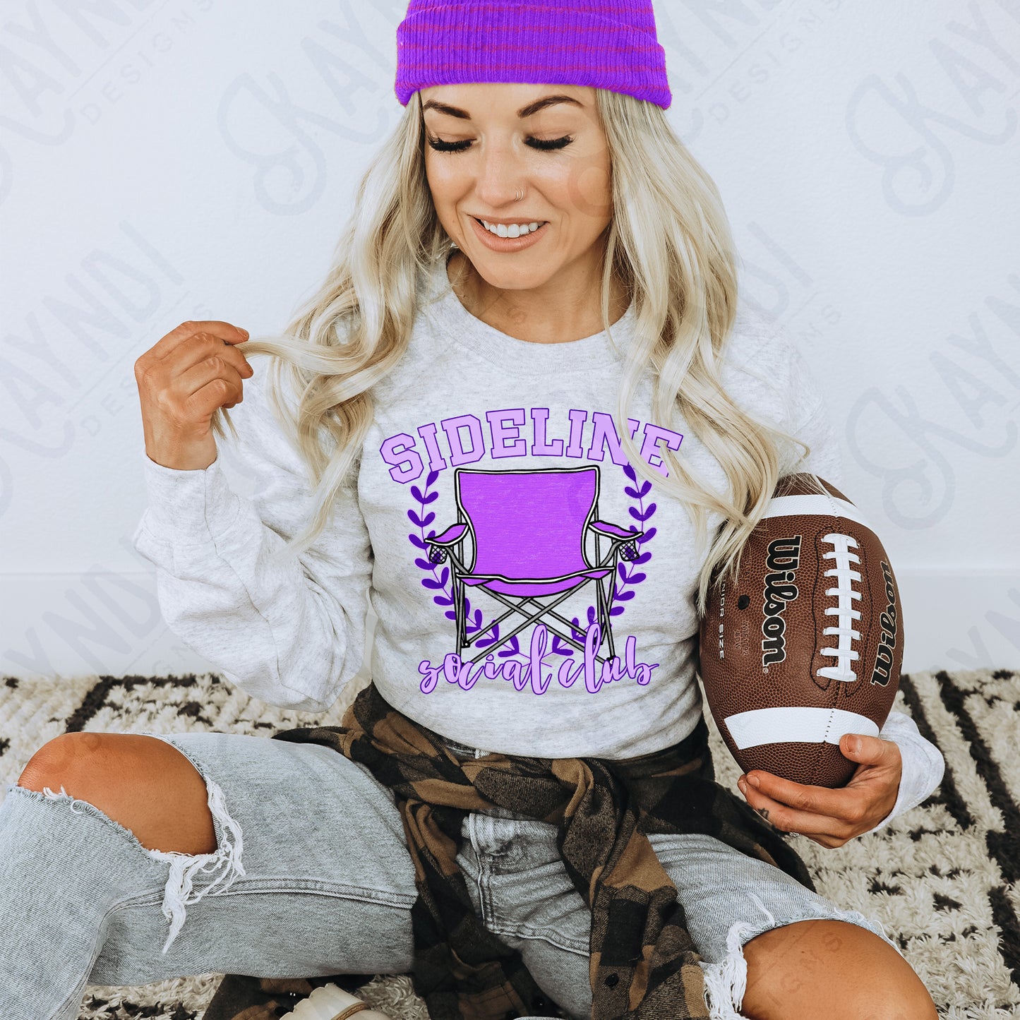 Sideline Social Club Purple Sublimation Design PNG Digital Download Printable School Spirit