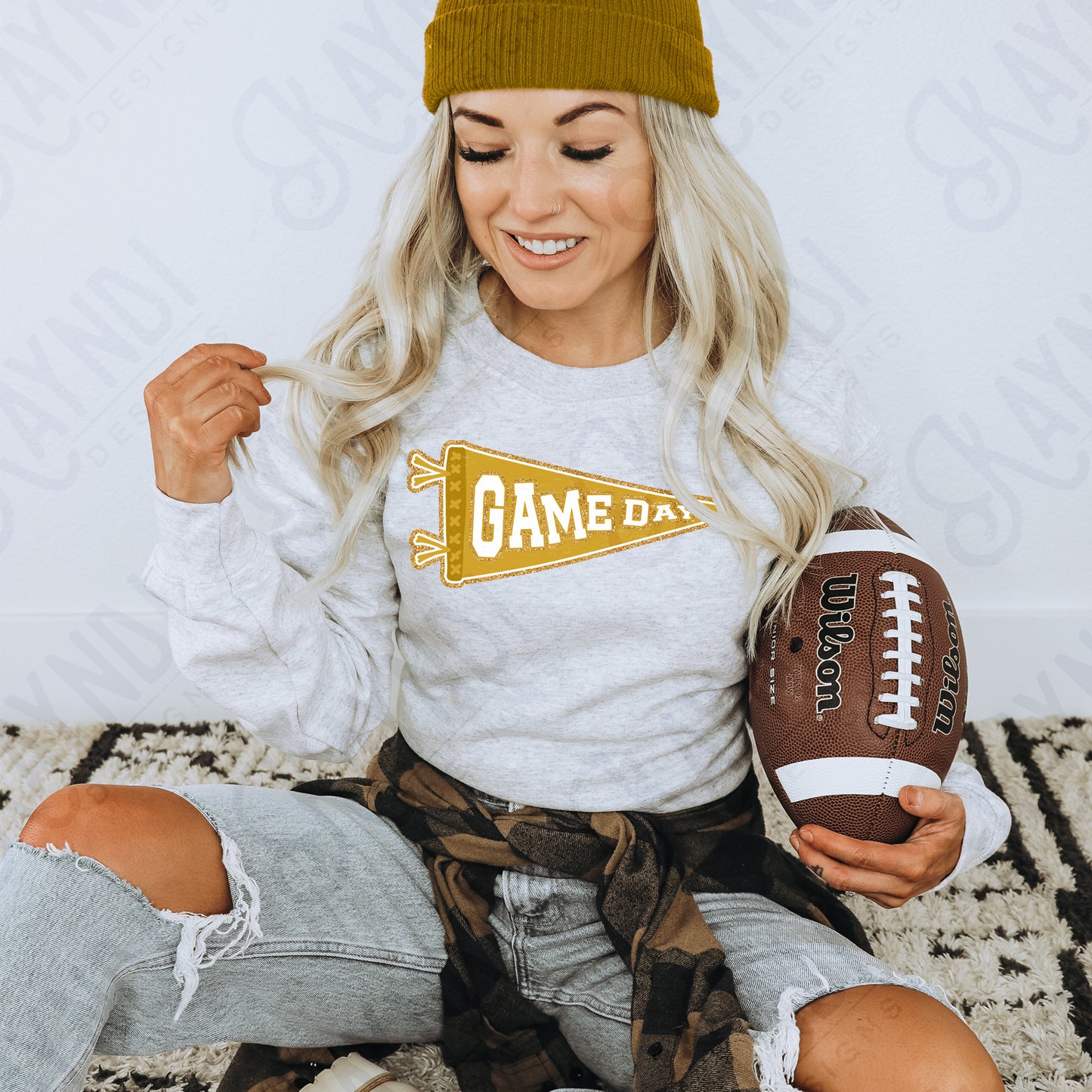 Game Day Pendant Gold 9 Gold Sublimation Design PNG Digital Download Printable School Spirit