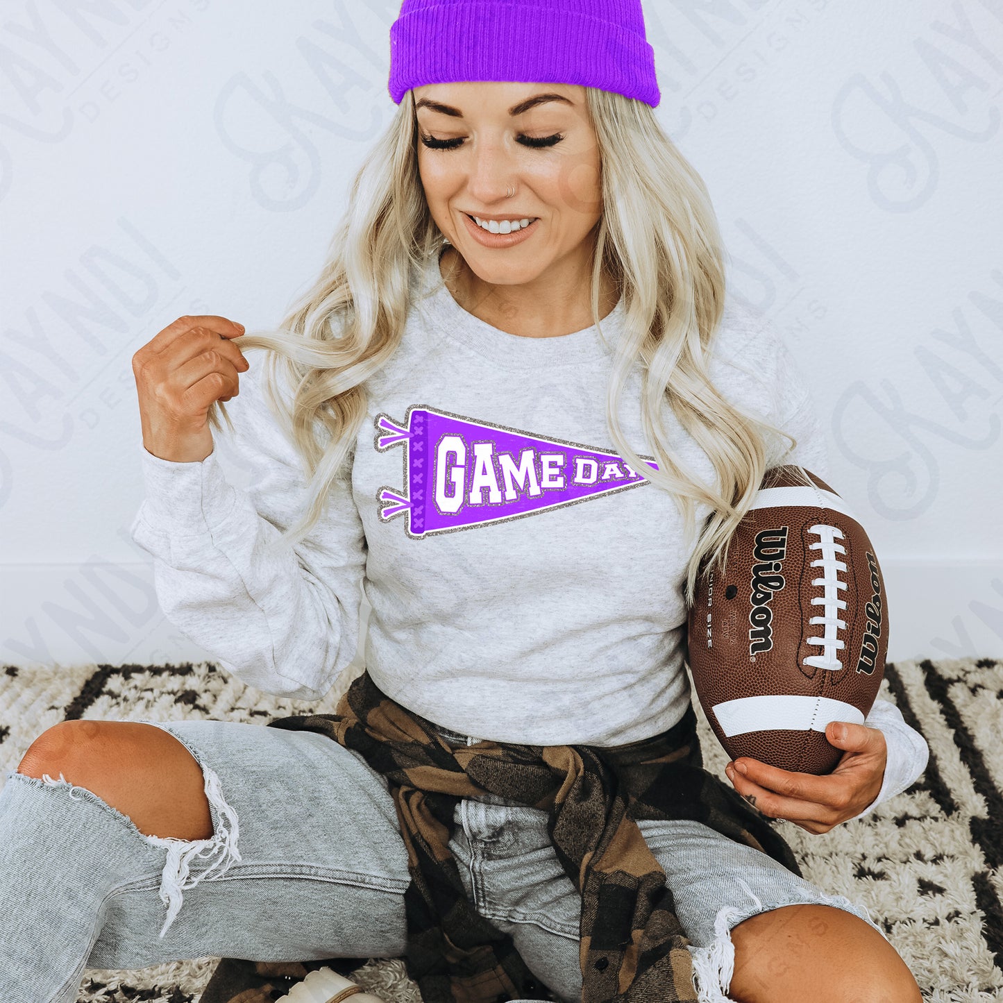 Game Day Pendant Silver 18 Purple Sublimation Design PNG Digital Download Printable School Spirit