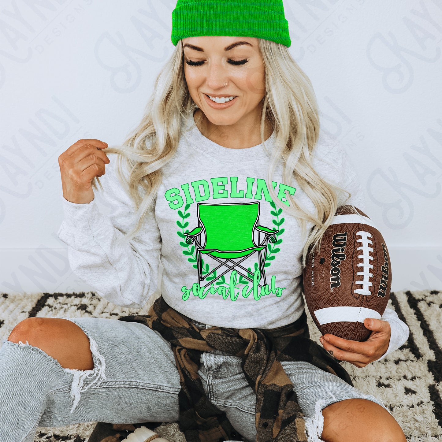 Sideline Social Club Green Sublimation Design PNG Digital Download Printable School Spirit