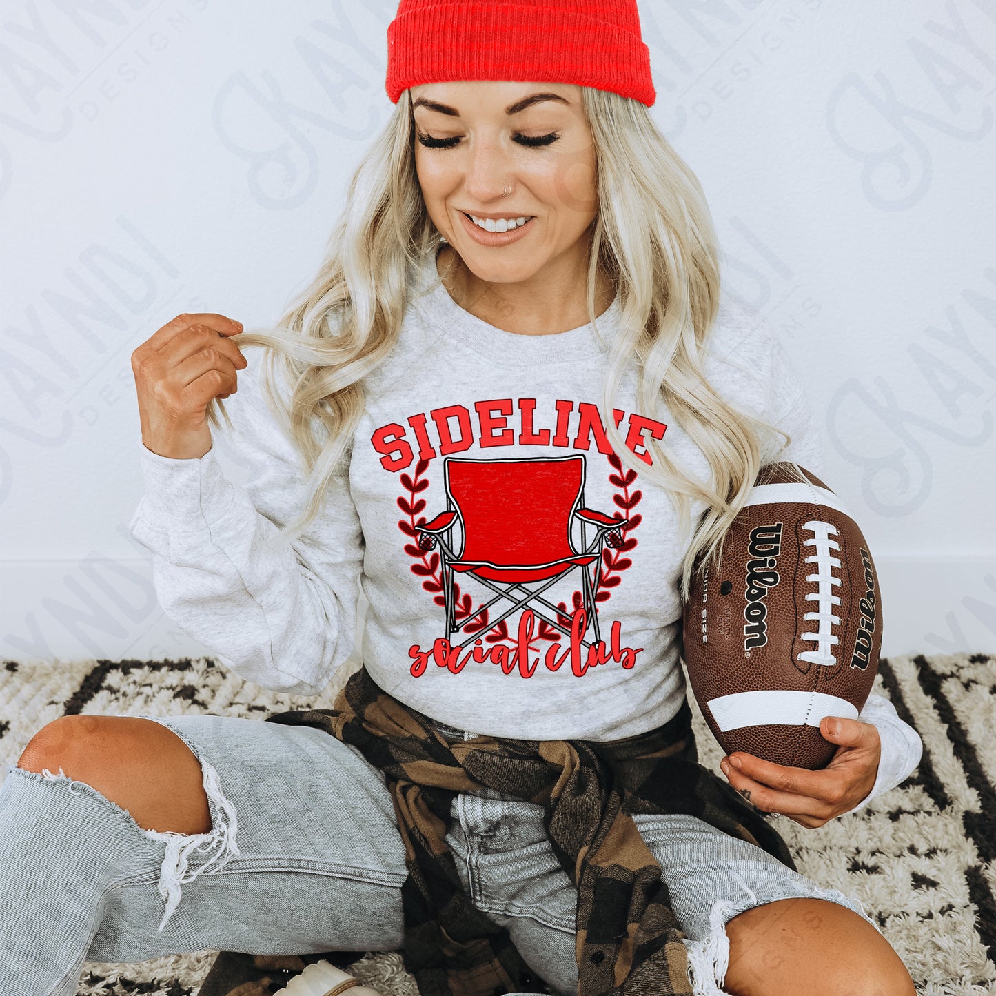 Sideline Social Club Red Sublimation Design PNG Digital Download Printable School Spirit