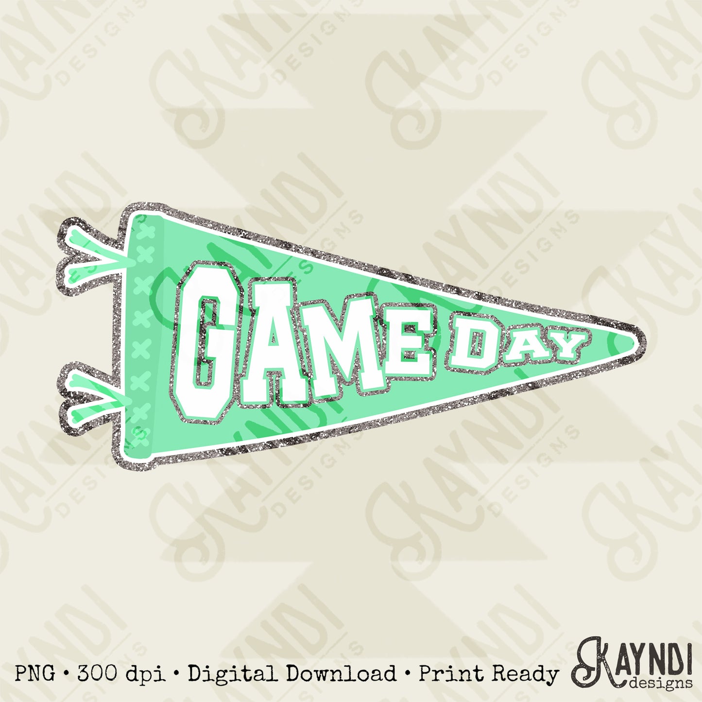 Game Day Pendant Silver 13 Green Light Sublimation Design PNG Digital Download Printable School Spirit