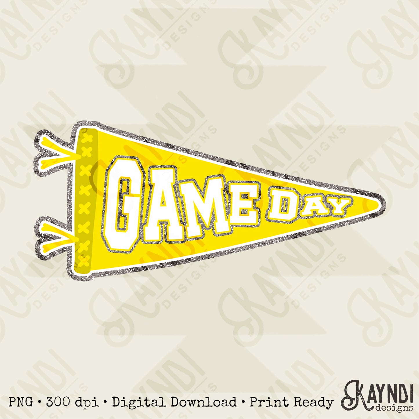 Game Day Pendant Silver 10 Yellow Sublimation Design PNG Digital Download Printable School Spirit