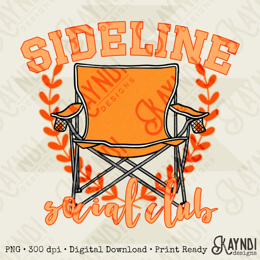 Sideline Social Club Orange Sublimation Design PNG Digital Download Printable School Spirit