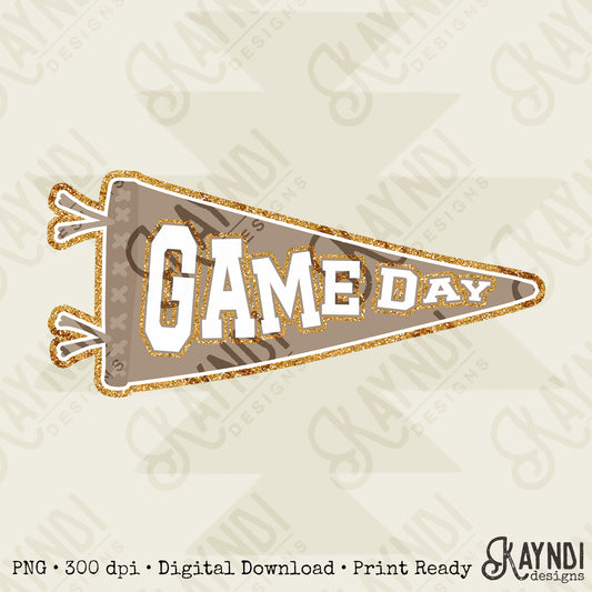 Game Day Pendant Gold 7 Tan Burnt Sublimation Design PNG Digital Download Printable School Spirit