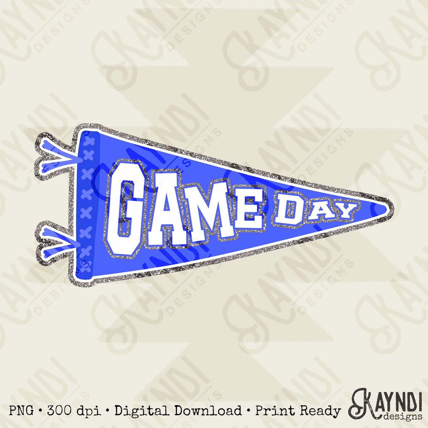 Game Day Pendant Silver 17 Blue Sublimation Design PNG Digital Download Printable School Spirit