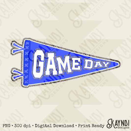 Game Day Pendant Silver 17 Blue Sublimation Design PNG Digital Download Printable School Spirit