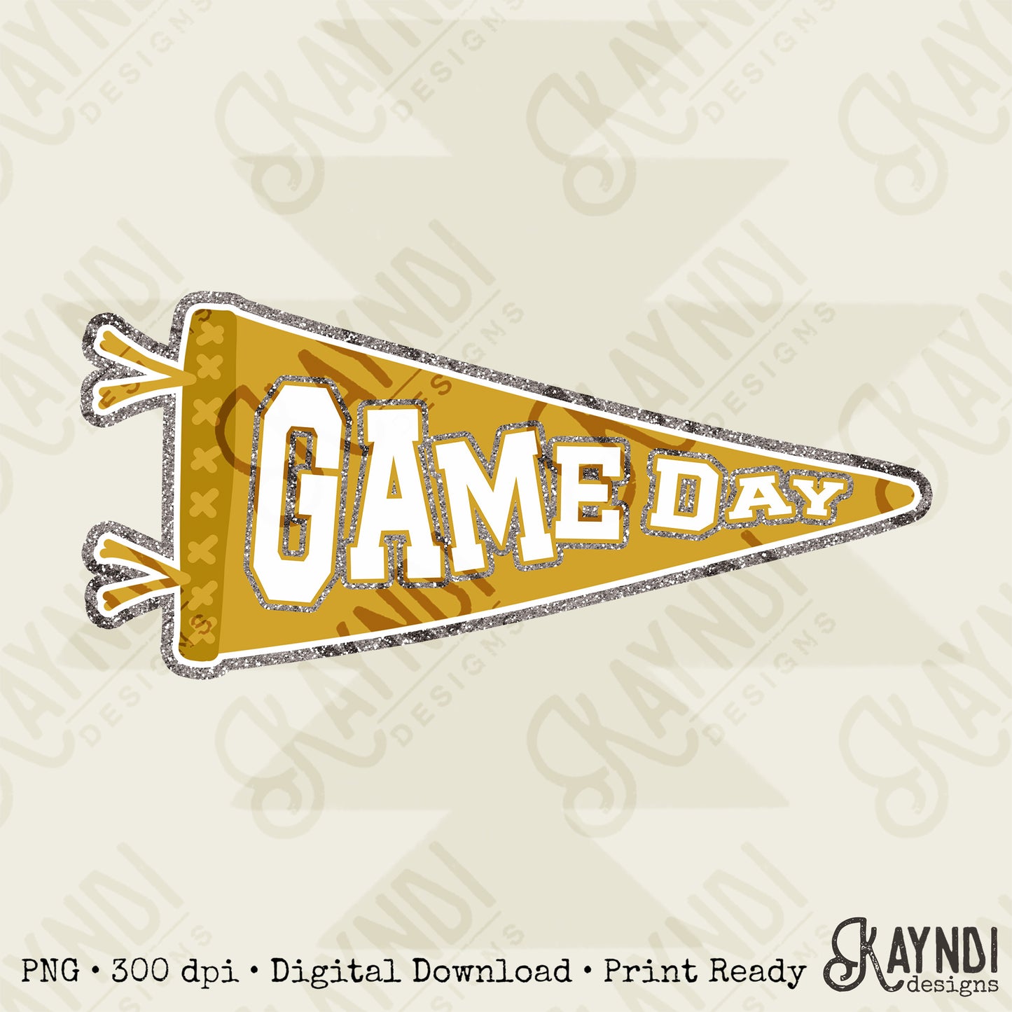 Game Day Pendant Silver 9 Gold Sublimation Design PNG Digital Download Printable School Spirit