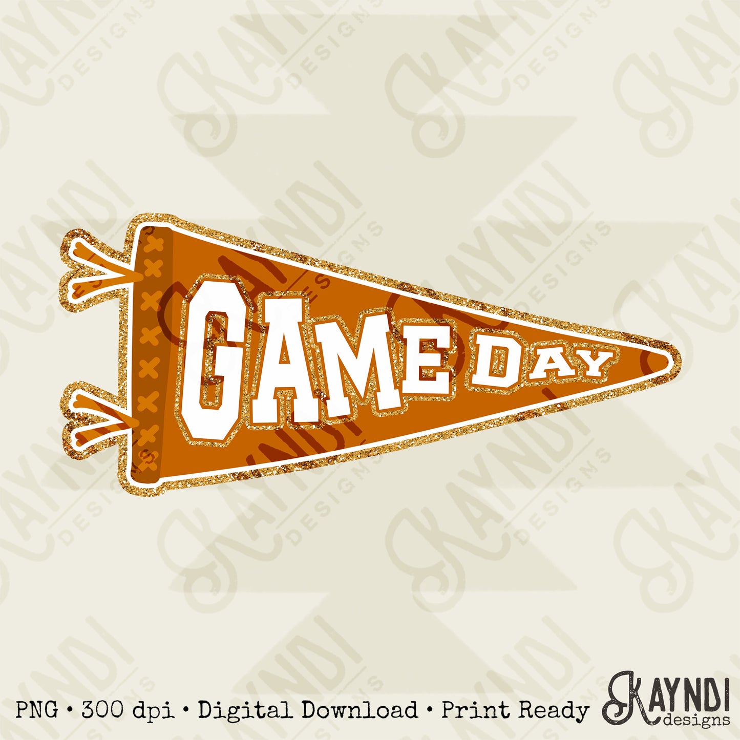 Game Day Pendant Gold 6 Orange Burnt Sublimation Design PNG Digital Download Printable School Spirit