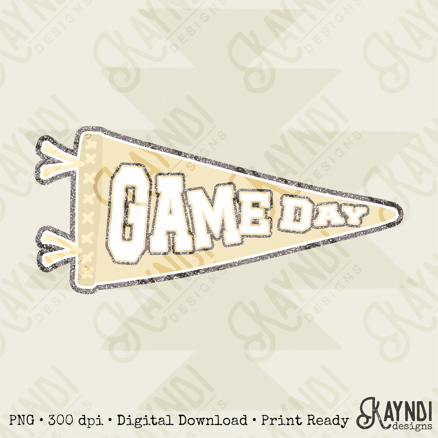 Game Day Pendant Silver 8 Cream Sublimation Design PNG Digital Download Printable School Spirit