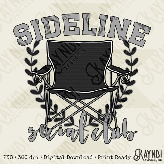 Sideline Social Club Black Sublimation Design PNG Digital Download Printable School Spirit