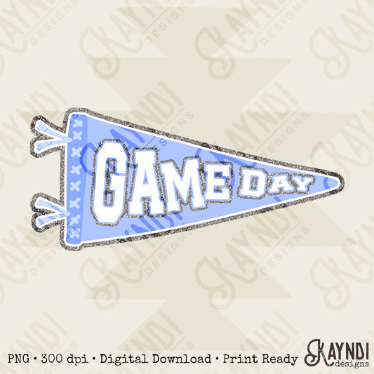 Game Day Pendant Silver 16 Blue Light Sublimation Design PNG Digital Download Printable School Spirit