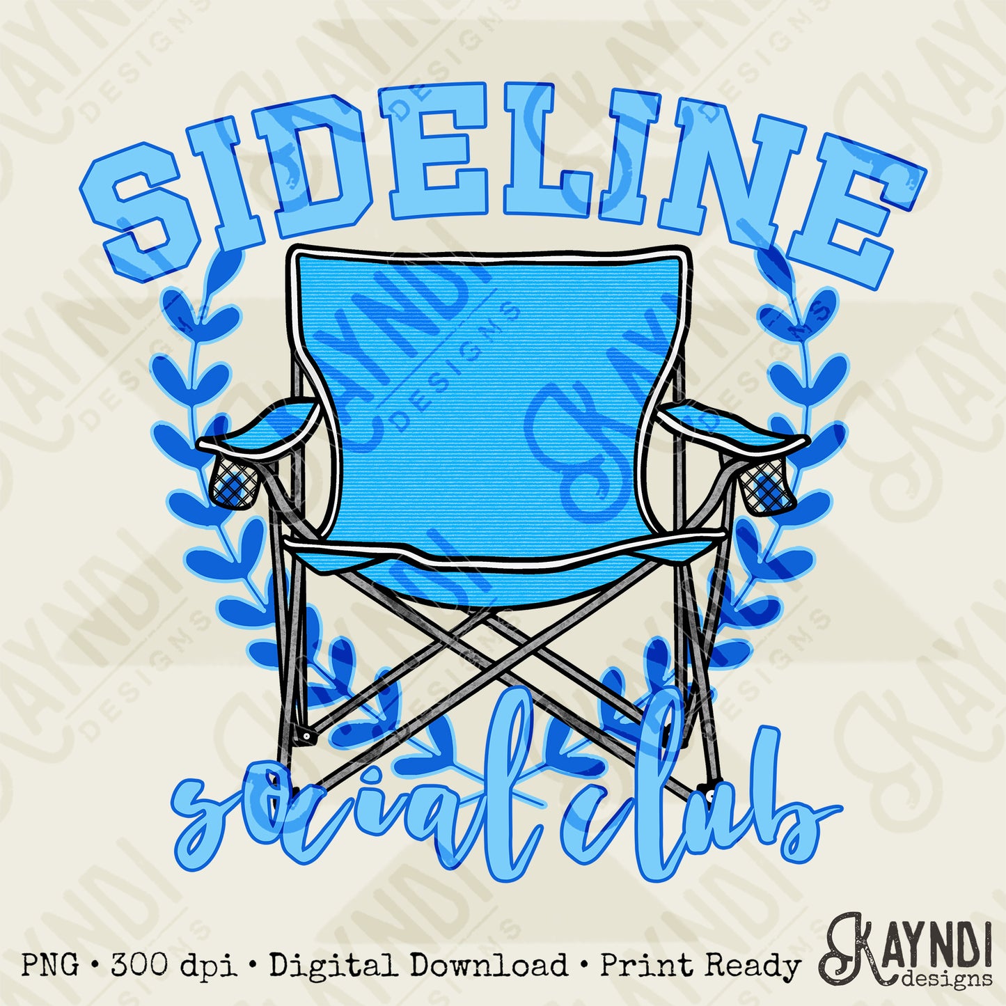 Sideline Social Club Blue Sublimation Design PNG Digital Download Printable School Spirit