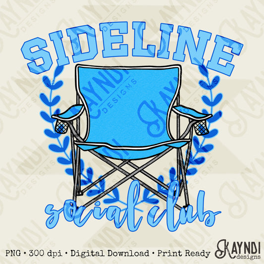 Sideline Social Club Blue Sublimation Design PNG Digital Download Printable School Spirit