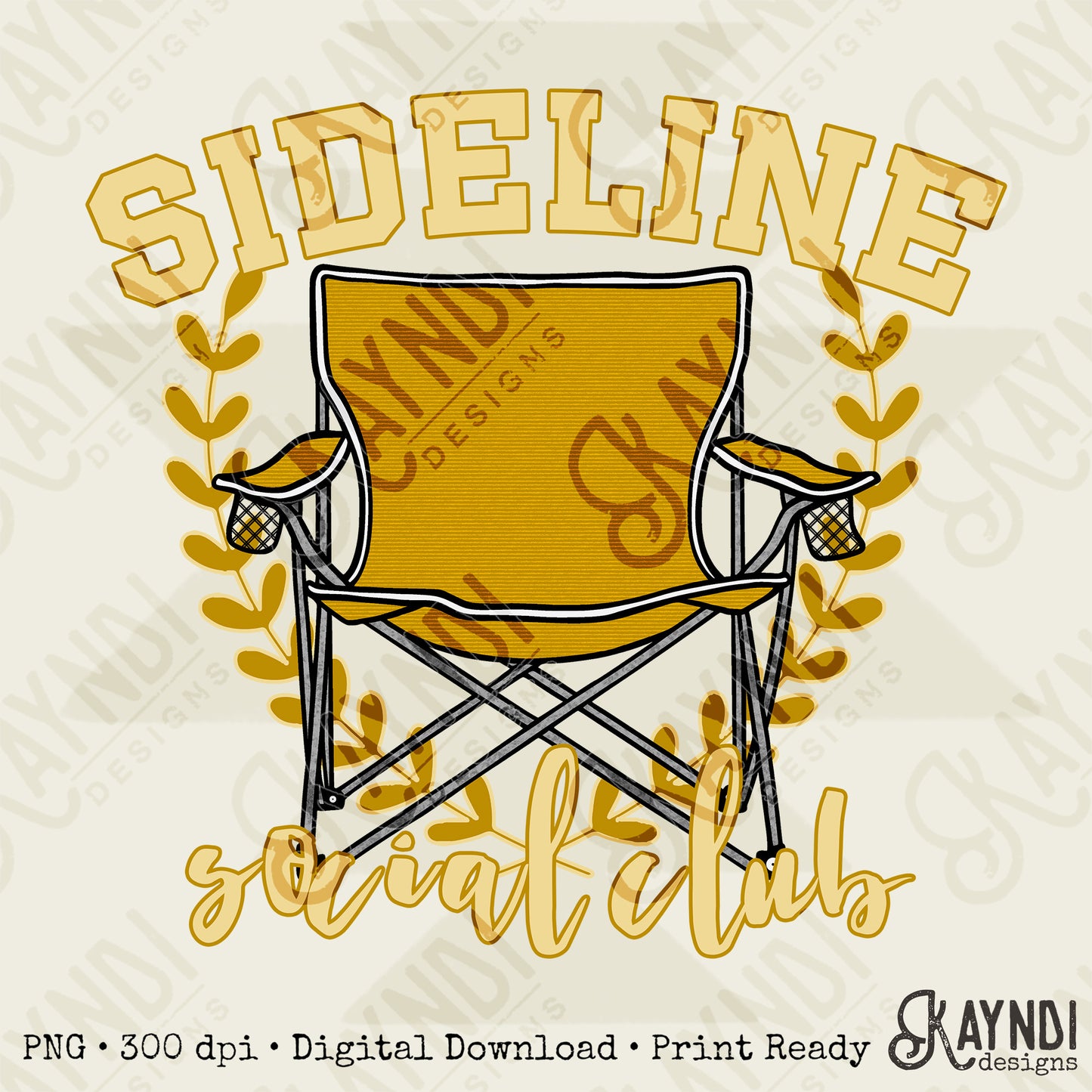 Sideline Social Club Gold Sublimation Design PNG Digital Download Printable School Spirit