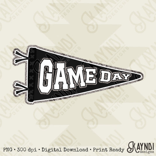 Game Day Pendant Silver 21 Black Sublimation Design PNG Digital Download Printable School Spirit