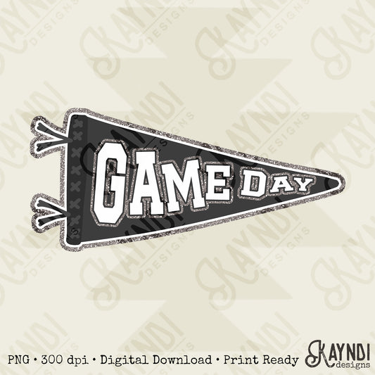 Game Day Pendant Silver 20 Gray Dark Sublimation Design PNG Digital Download Printable School Spirit