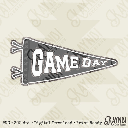 Game Day Pendant Silver 19 Gray Sublimation Design PNG Digital Download Printable School Spirit