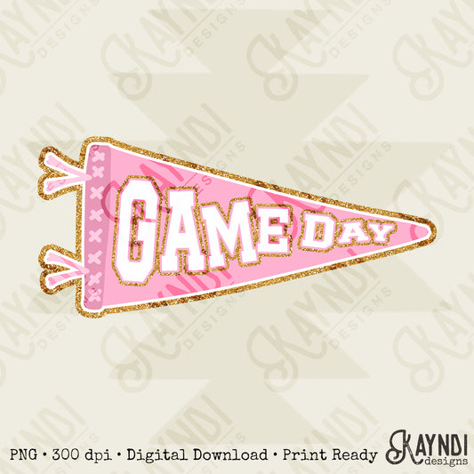 Game Day Pendant Gold 1 Light Pink Sublimation Design PNG Digital Download Printable School Spirit