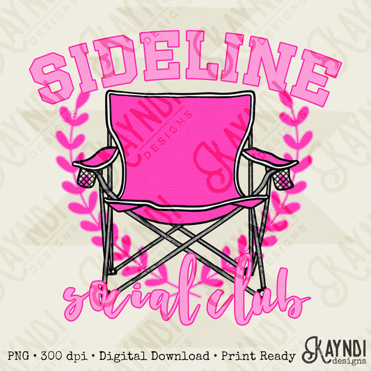 Sideline Social Club Pink Sublimation Design PNG Digital Download Printable School Spirit