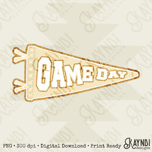 Game Day Pendant Gold 8 Cream Sublimation Design PNG Digital Download Printable School Spirit