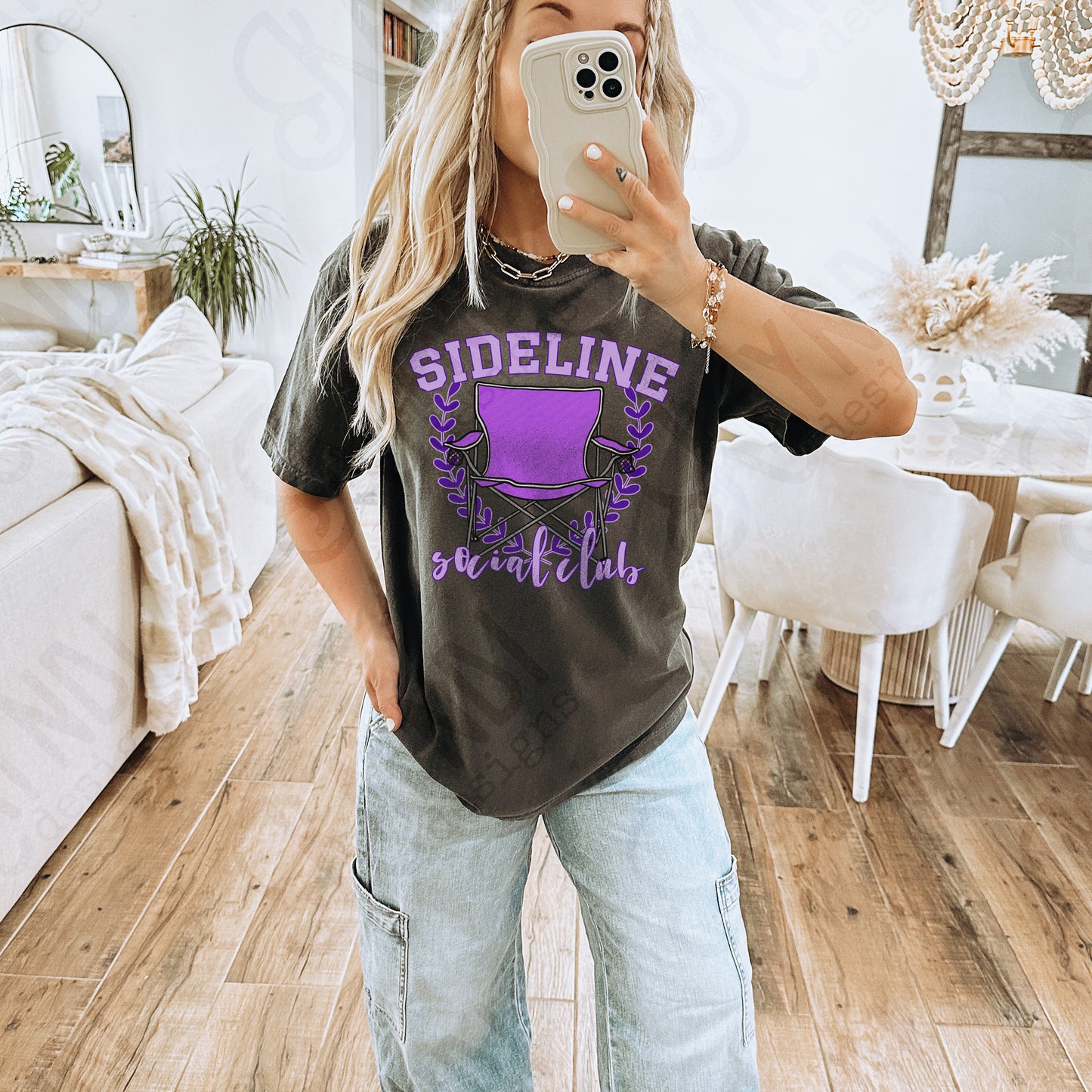 Sideline Social Club Purple Sublimation Design PNG Digital Download Printable School Spirit