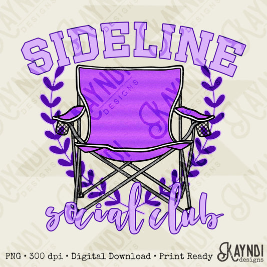 Sideline Social Club Purple Sublimation Design PNG Digital Download Printable School Spirit