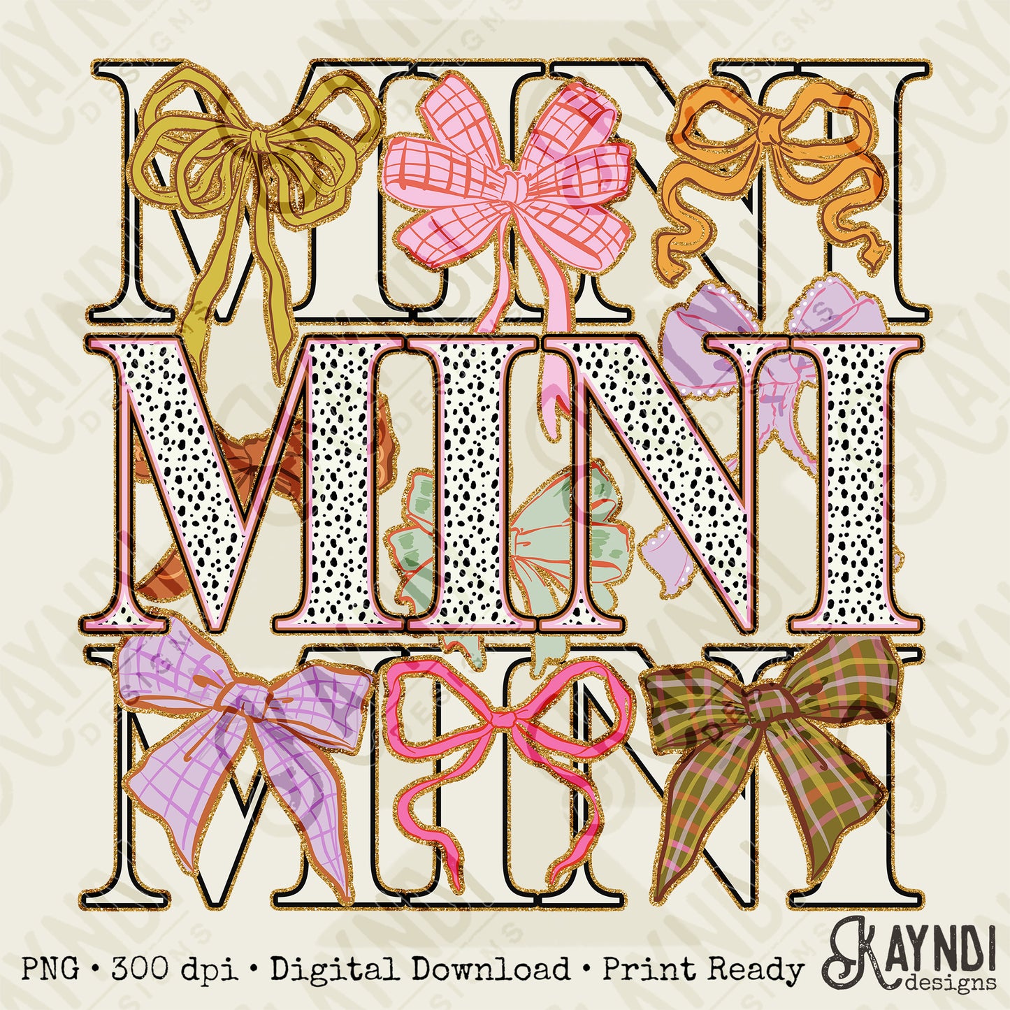 Mini Bows Sublimation Design PNG Digital Download Printable Mama Mini Coquette