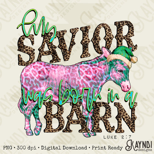 Born in a Barn Pink Sublimation Design PNG Digital Download Printable Christmas Farm Wild Western