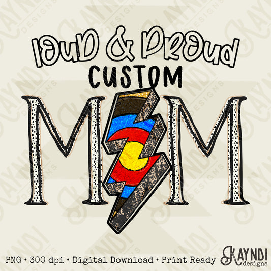 Loud & Proud Target Mom Sublimation Design PNG Digital Download Printable Mom Sparkle Lightning