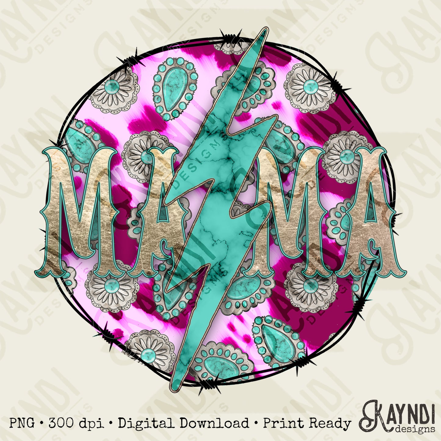 Concho Mama Pink Sublimation Design PNG Digital Download Printable Mama Turquoise Cow Print