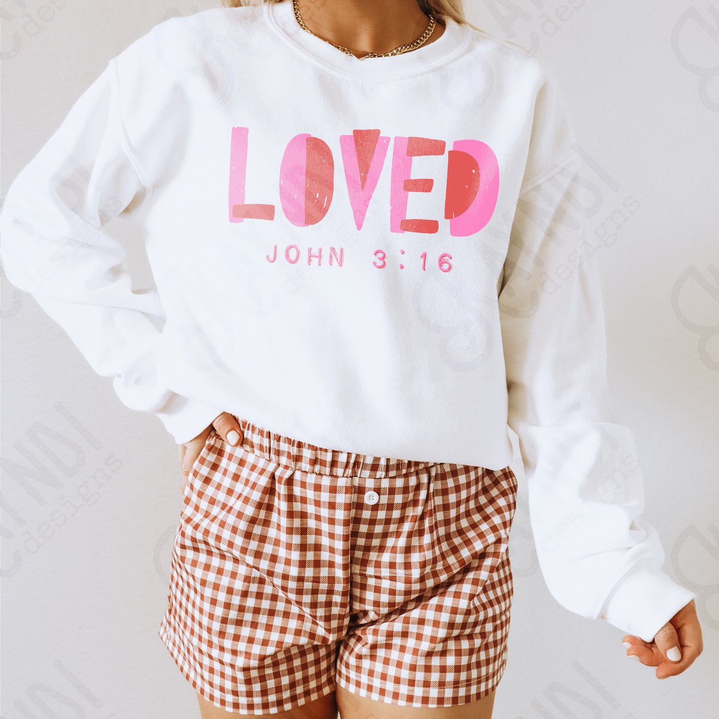 Loved John 3:16 Sublimation Design PNG Digital Download Printable Faith Valentines Bible Verse