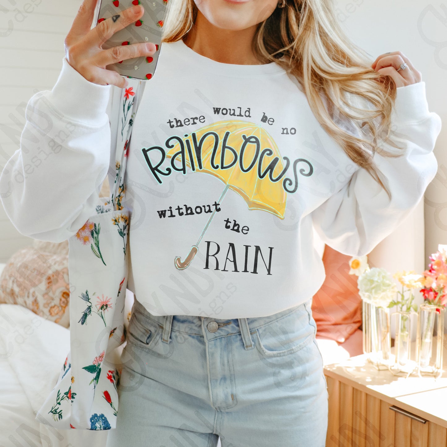 No Rainbows Sublimation Design PNG Digital Download Printable Western Spring Umbrella