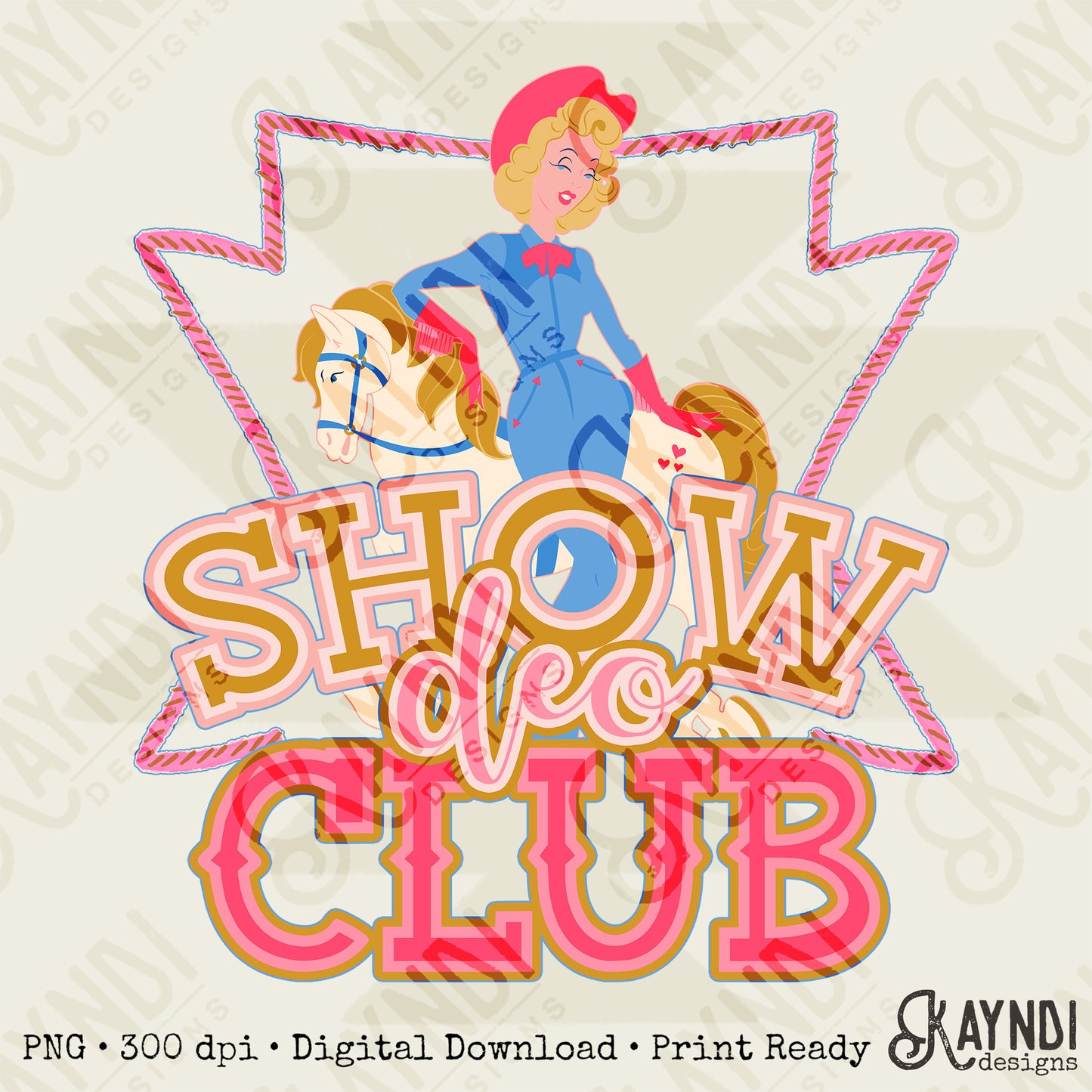 Showdeo Club Sublimation Design PNG Digital Download Printable Western Vintage Rodeo