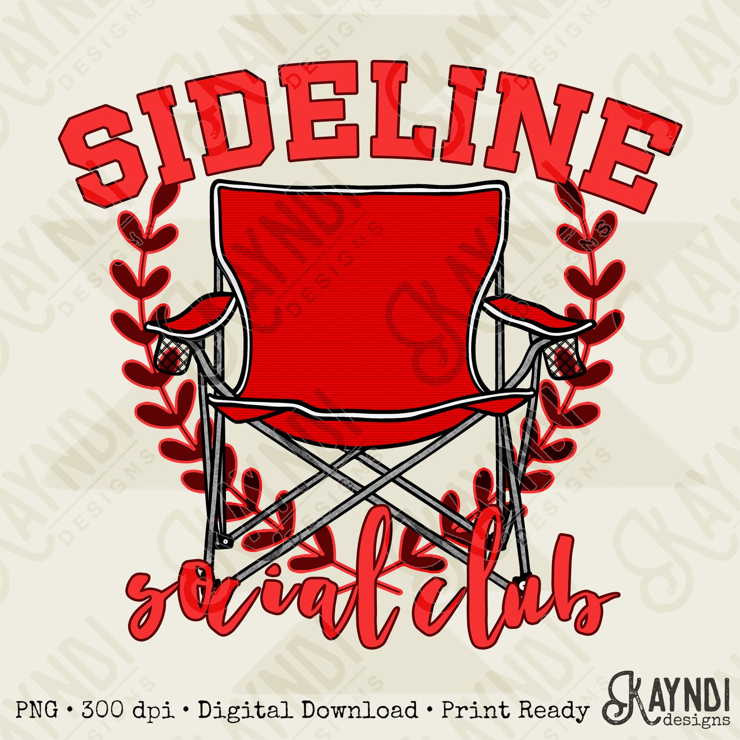 Sideline Social Club Red Sublimation Design PNG Digital Download Printable School Spirit