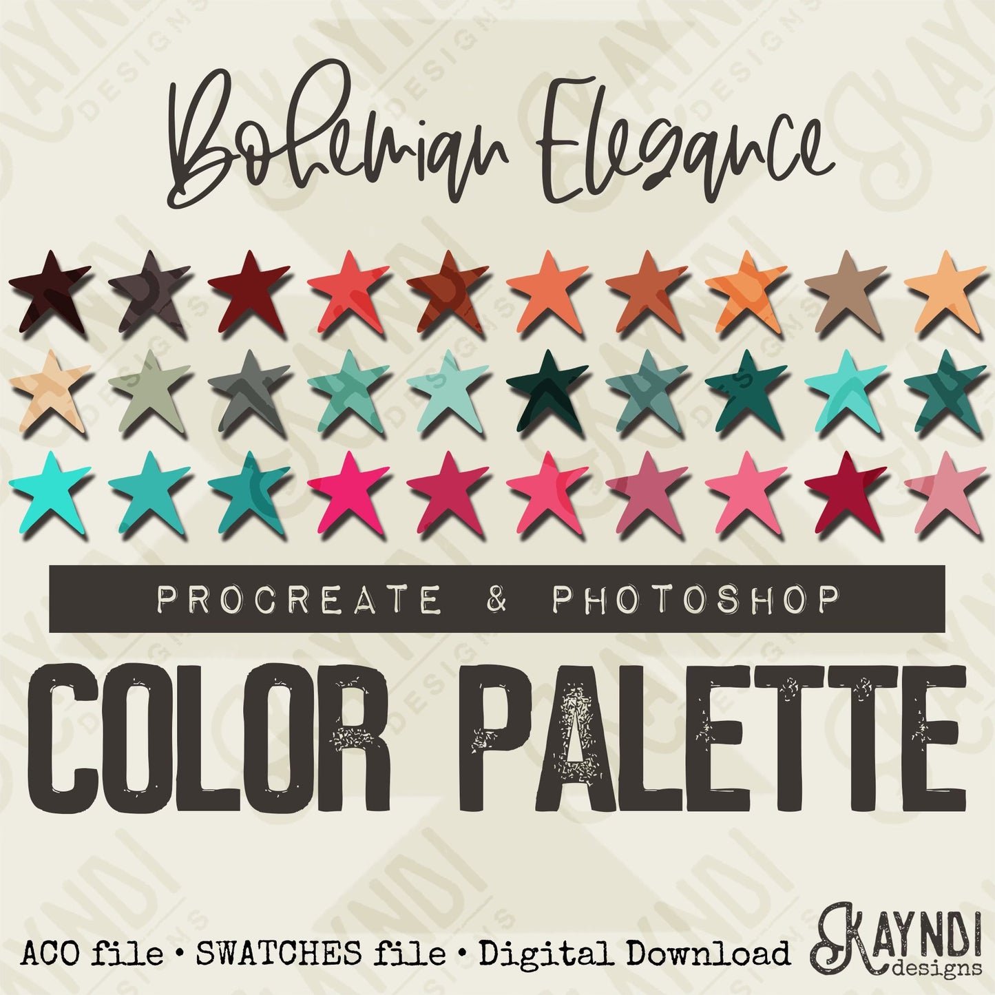 Bohemian Elegance Swatches iPad Design Procreate & Photoshop Color Palette