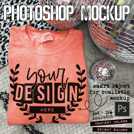 Comfort Colors Bright Salmon High Quality PSD File with Smart Object Mock-up