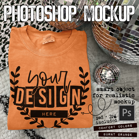 Comfort Colors Burnt Orange High Quality PSD File with Smart Object Mock-up