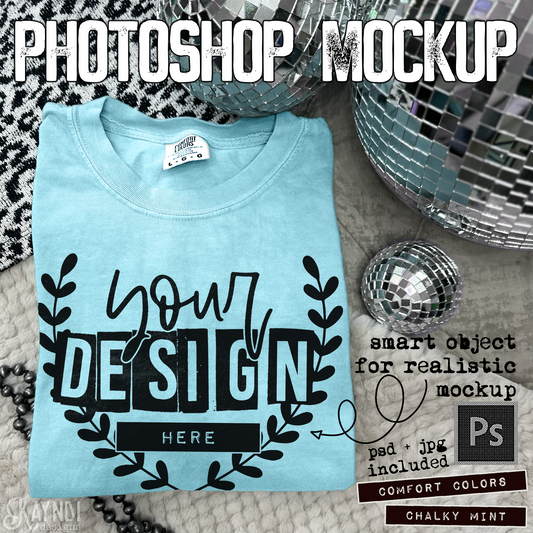 Comfort Colors Chalky Mint High Quality PSD File with Smart Object Mock-up