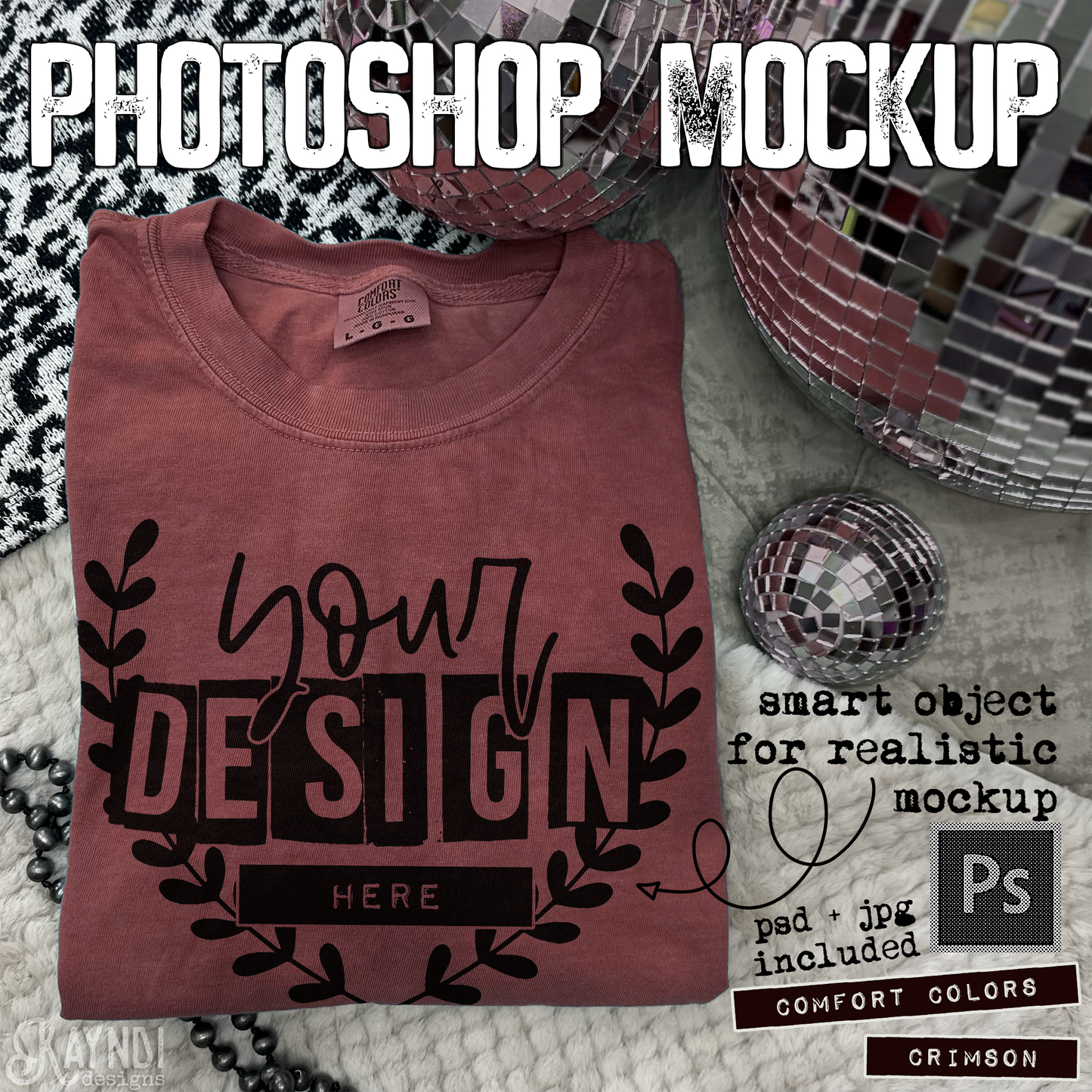 Comfort Colors Crimson High Quality PSD File with Smart Object Mock-up