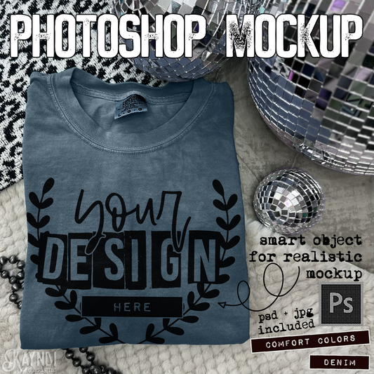 Comfort Colors Denim High Quality PSD File with Smart Object Mock-up