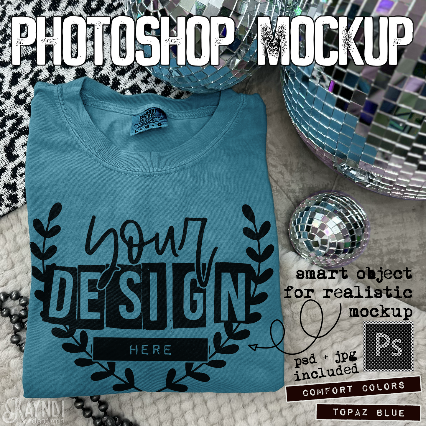 Comfort Colors Topaz Blue High Quality PSD File with Smart Object Mock-up