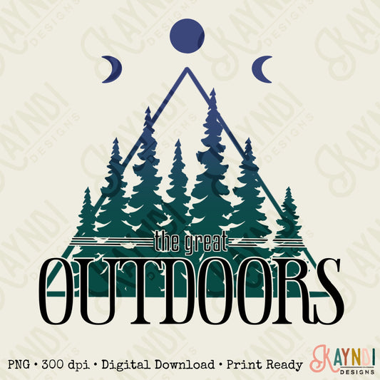 The Great Outdoors  Sublimation Design PNG Digital Download Printable Mens Adventure 90s Deer Hunting Season Manly Guys Boys Fathers Day