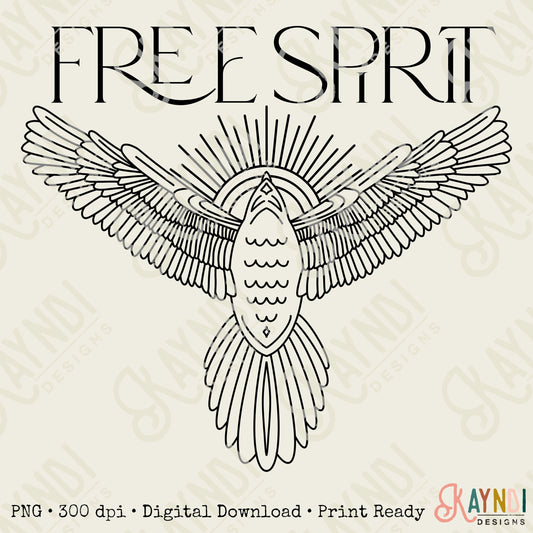 Free Spirit Sublimation Design PNG Digital Download Printable Bird Eagle Vintage Retro Rock Band 70s 80s 90s Boho Wild Grunge Rocker Trendy