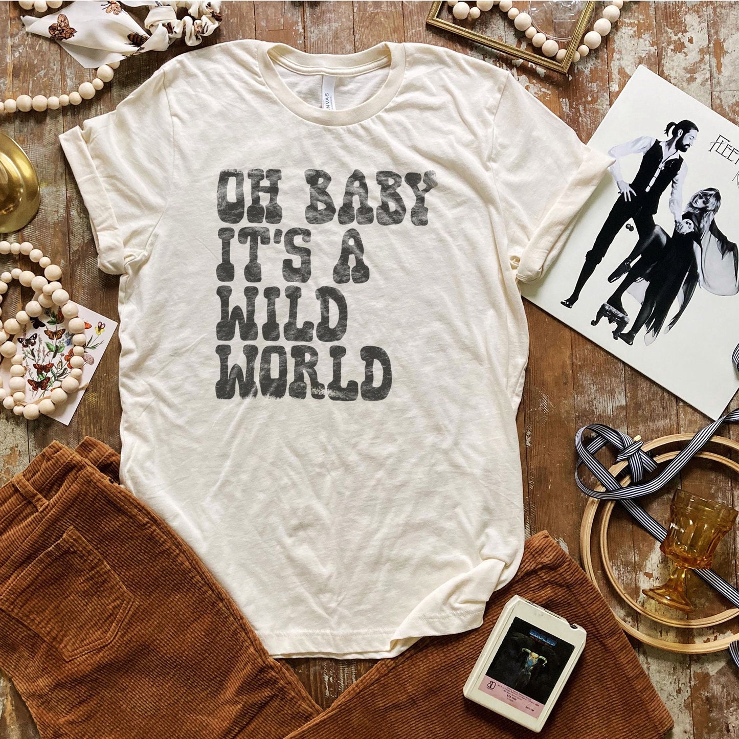 Oh Baby It's a Wild World Sublimation Design PNG Digital Download Printable Retro 60s 70s Hippie Groovy Minimalist Single Color Boho Vibes