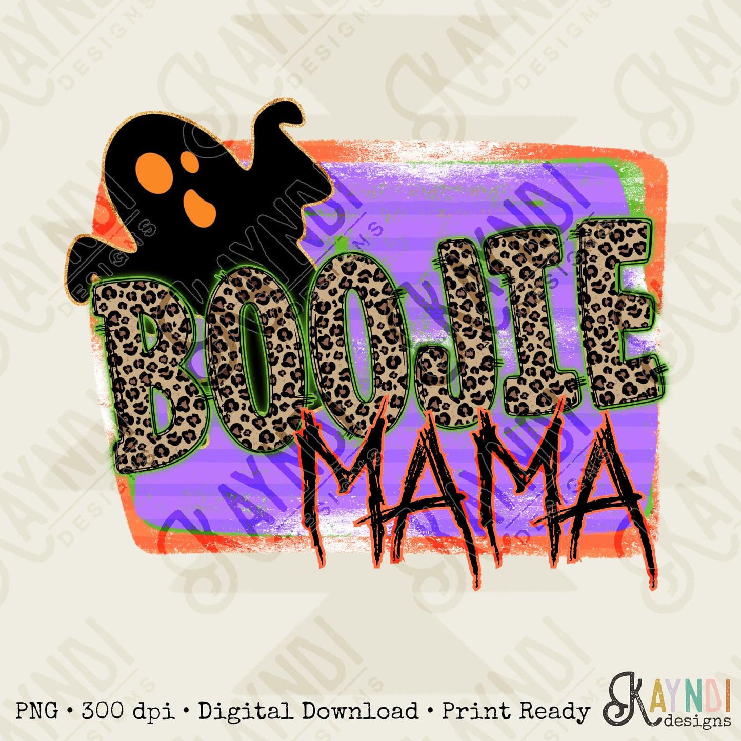 Boojie Mama Sublimation Design PNG Digital Download Printable Ghost Halloween Spooky Season Scary Leopard Cheetah Bougie Mom Doodle